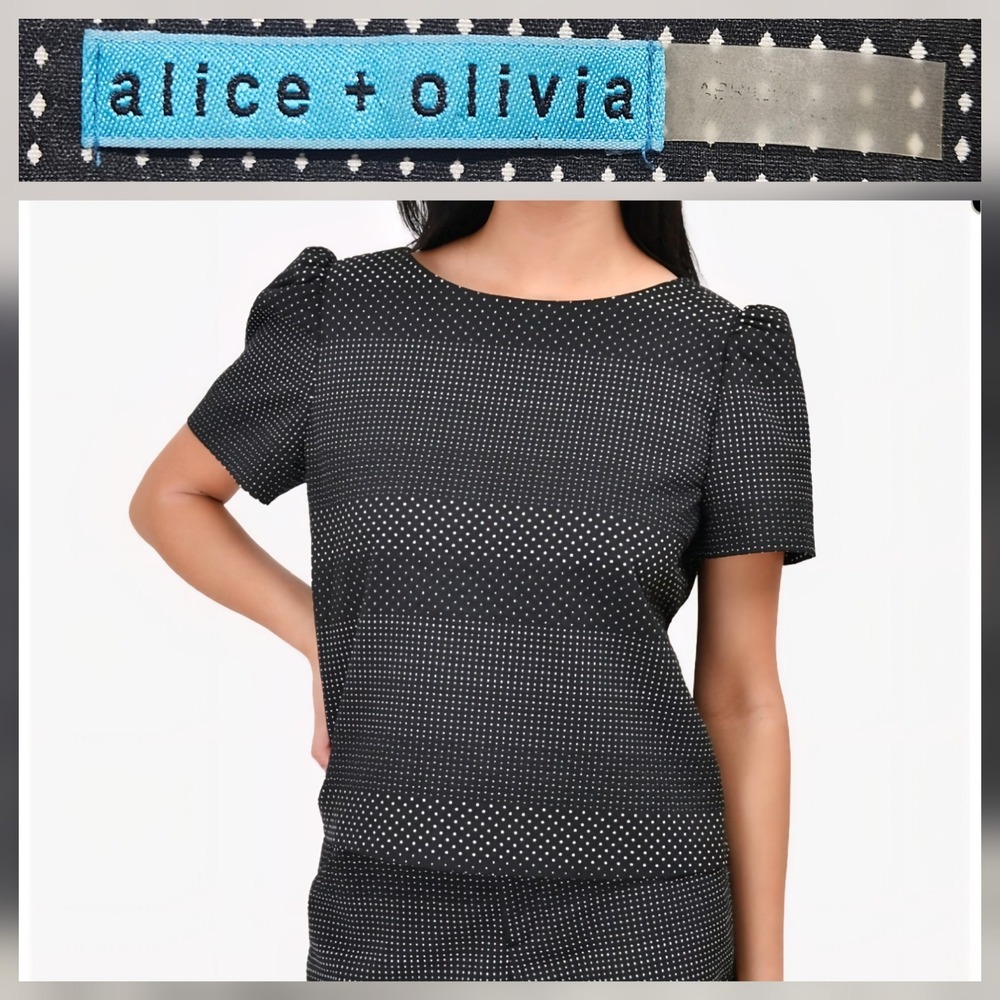 Alice + Olivia Black Polka Dot Crop Top